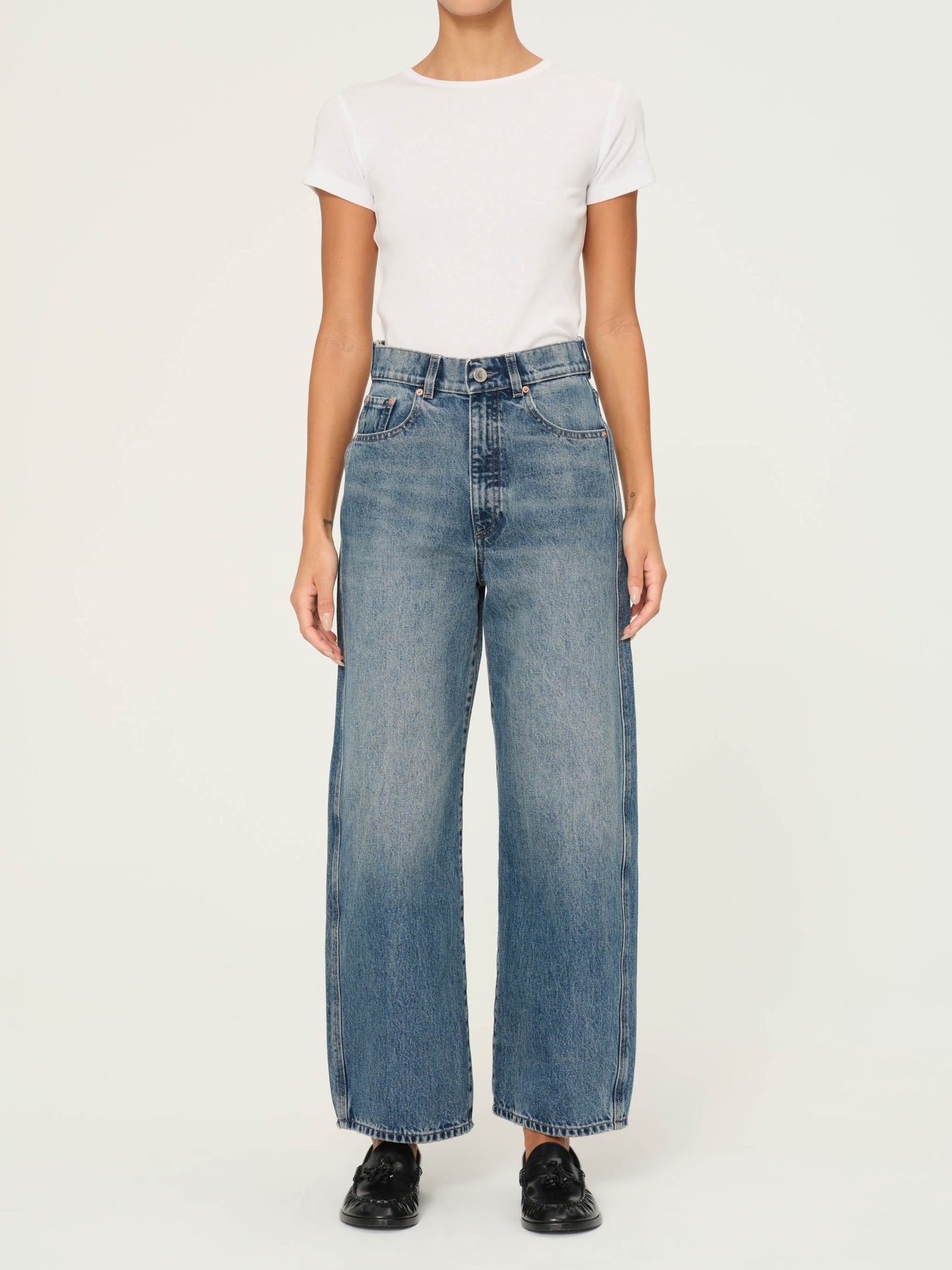 DL1961 Taylor Relaxed Barrel Ultra High Rise 27" Jeans - Endless Sea