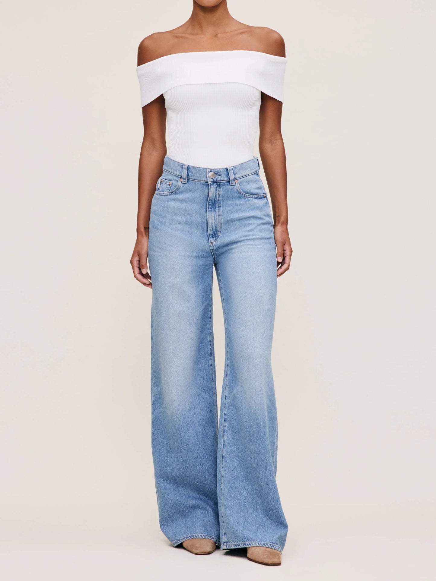 DL1961 Hepburn Wide Leg High Rise 32" Jeans - River Bank