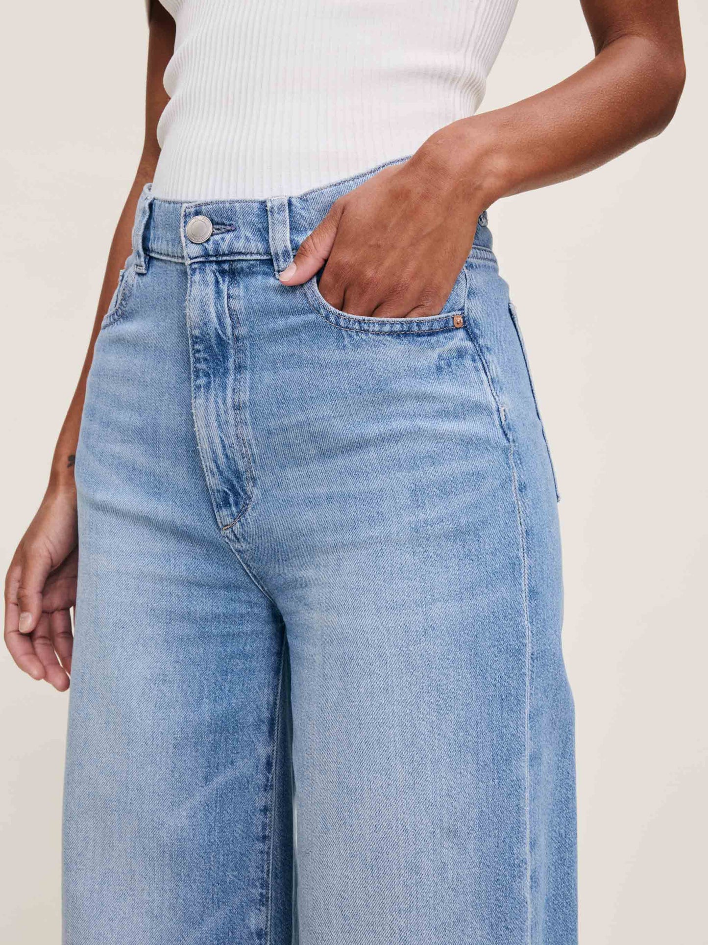 DL1961 Hepburn Wide Leg High Rise 32" Jeans - River Bank