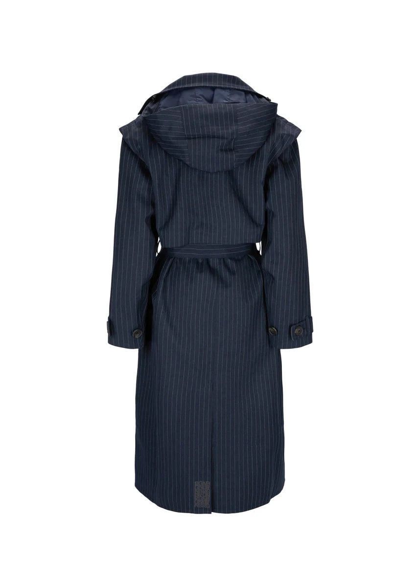 BRGN Regndråpe Trench Coat - Navy Pinstripe
