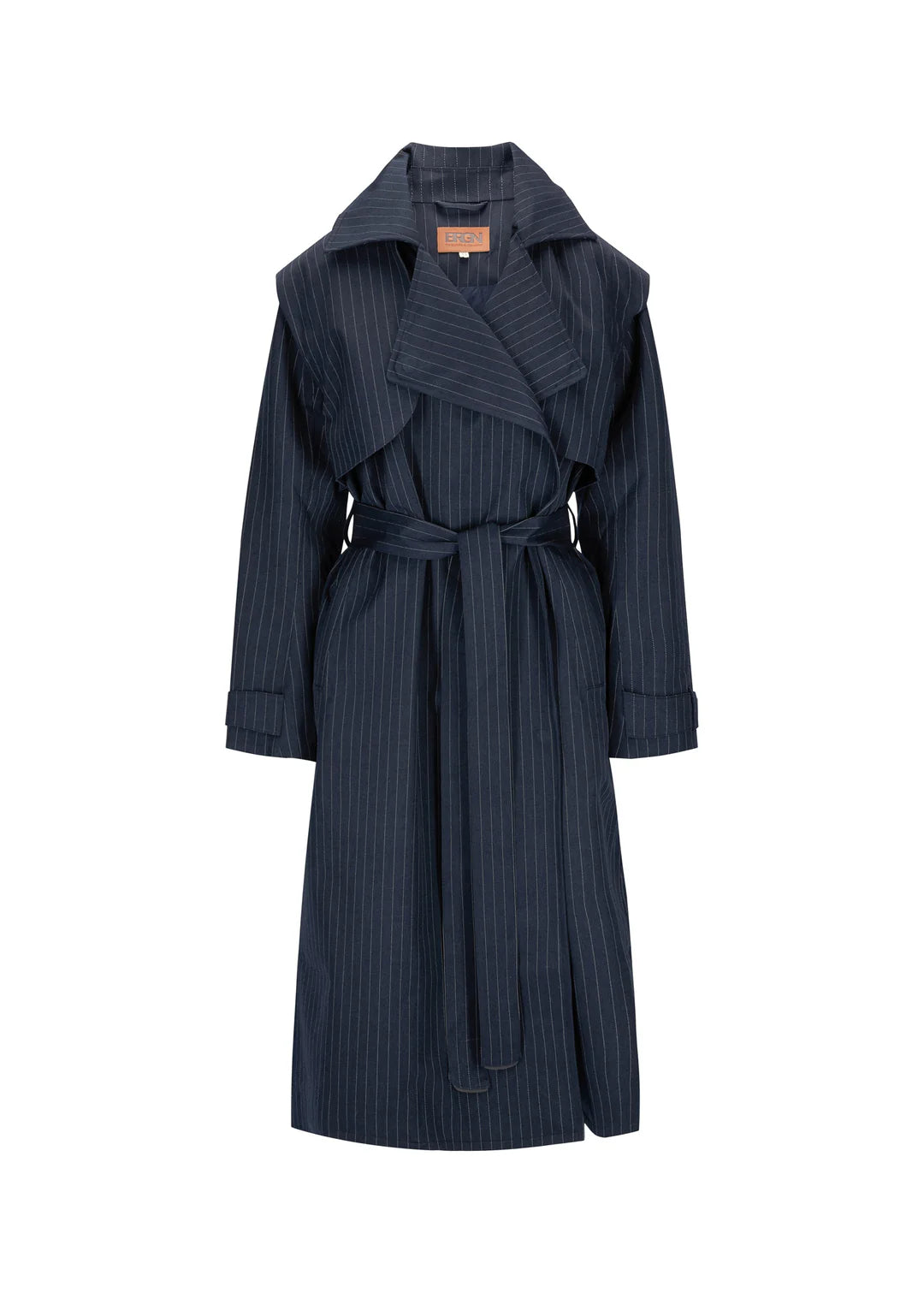 BRGN Regndråpe Trench Coat - Navy Pinstripe