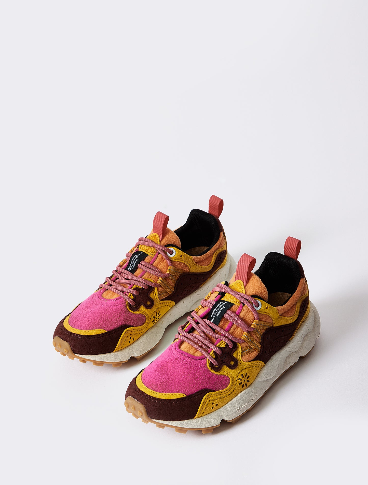 Flower Mountain Yamano 3 Uni Faux Leather And Synthetic Sneakers - Fuchsia-Orange
