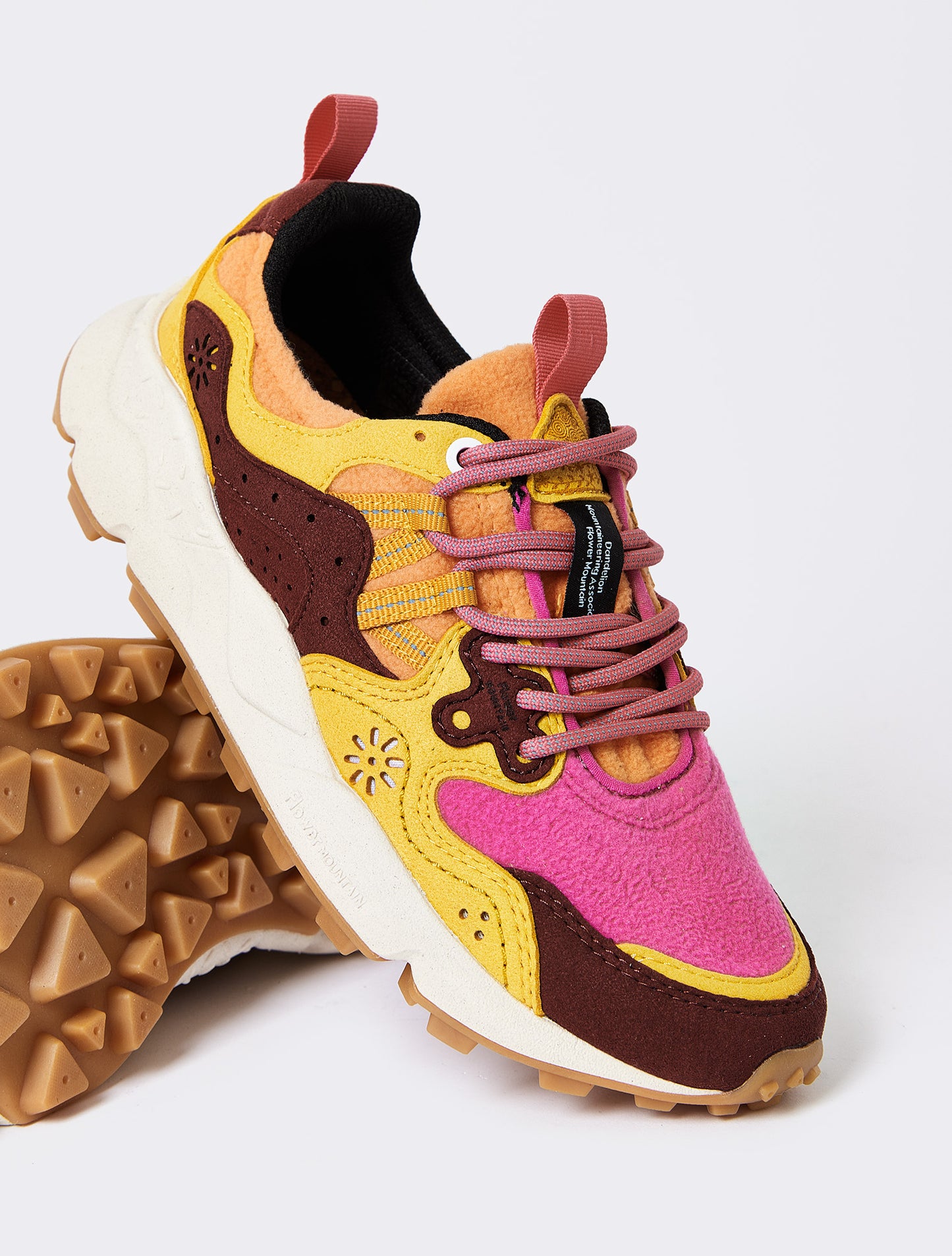 Flower Mountain Yamano 3 Uni Faux Leather And Synthetic Sneakers - Fuchsia-Orange