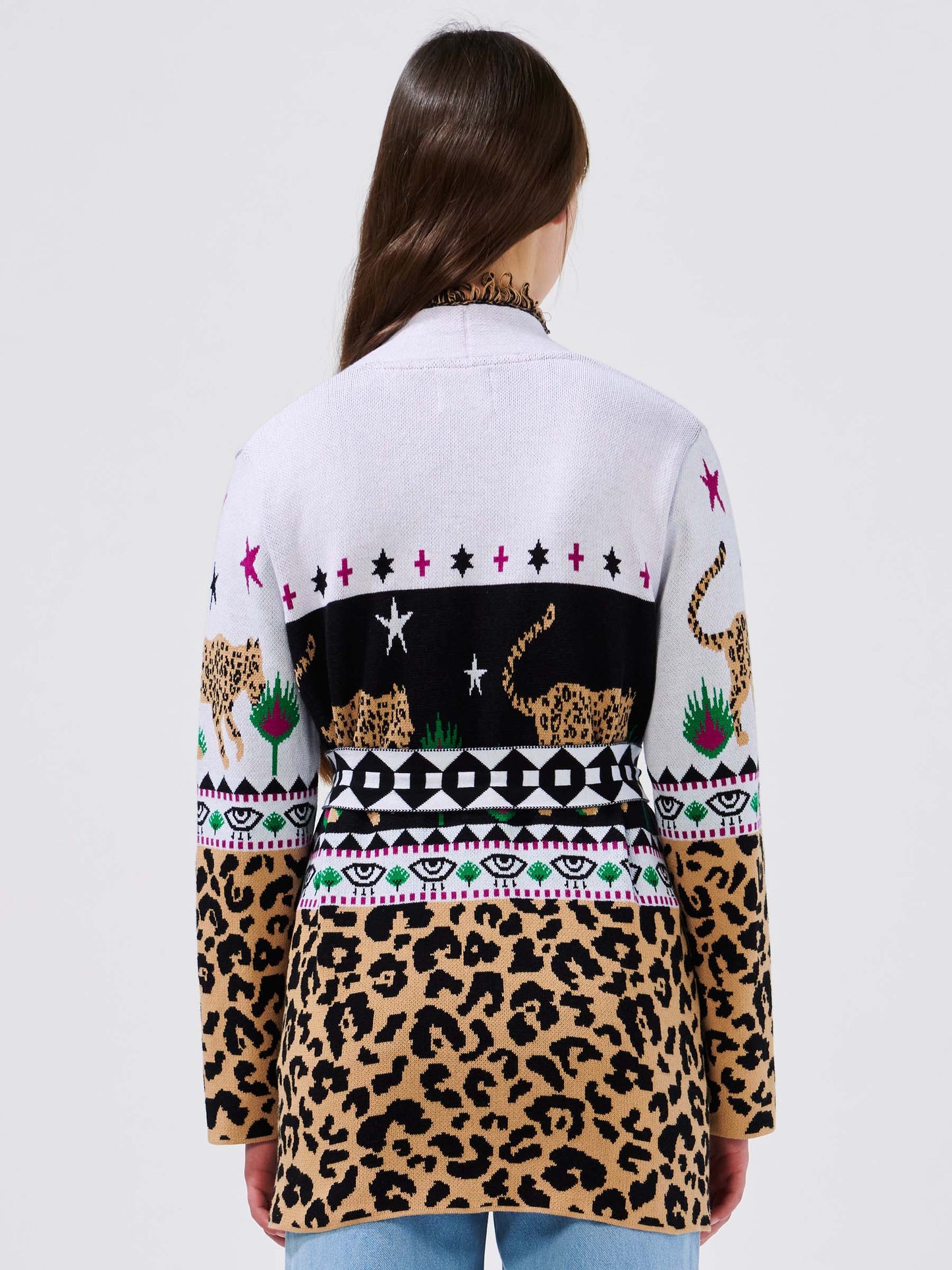 Hayley Menzies Leopardess Short Cardigan Knit - Black&White