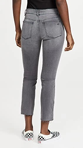 DL1961 Mara Straight Mid Rise Instasculpt Ankle Jeans - Overcast Raw