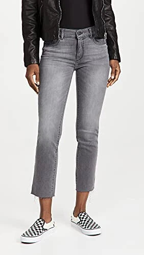 DL1961 Mara Straight Mid Rise Instasculpt Ankle Jeans - Overcast Raw