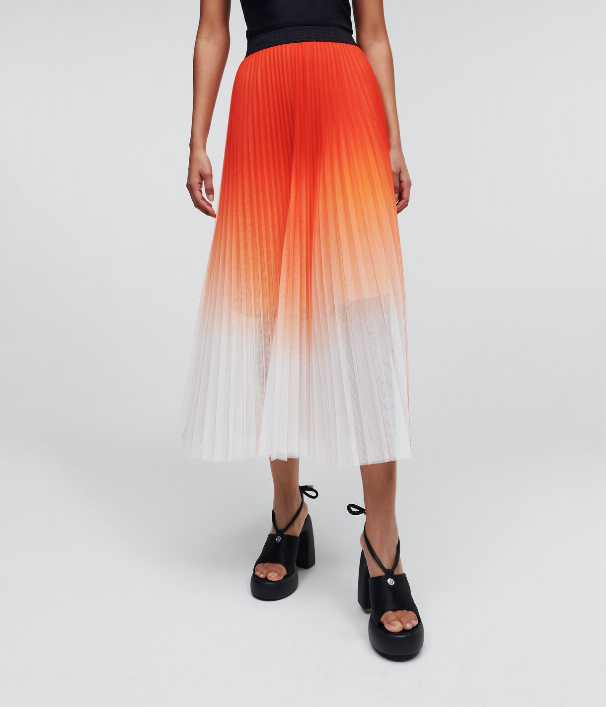 Karl Lagerfeld Pleated Ombre Maxi Skirt