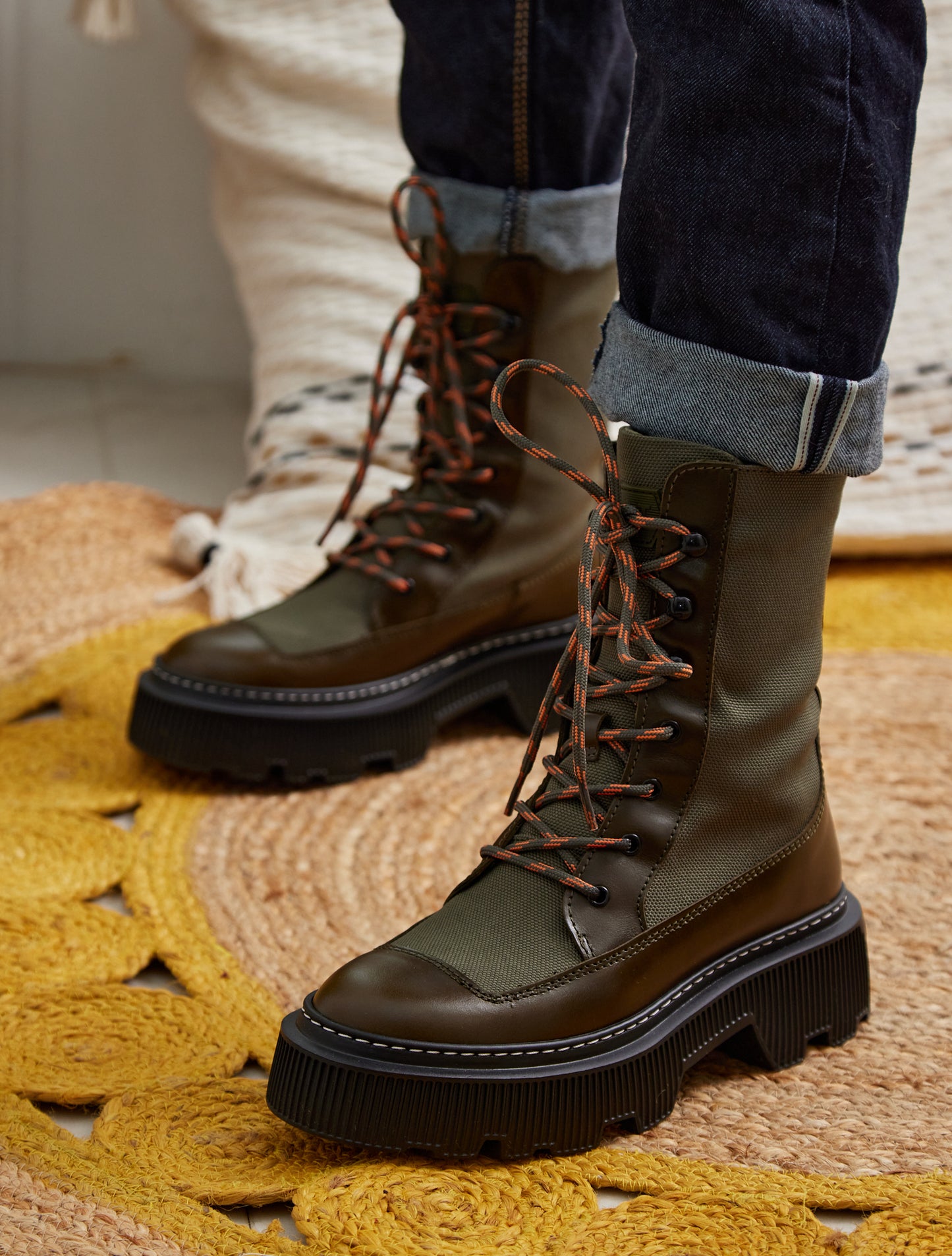 Caroline Leather/Textile Boots
