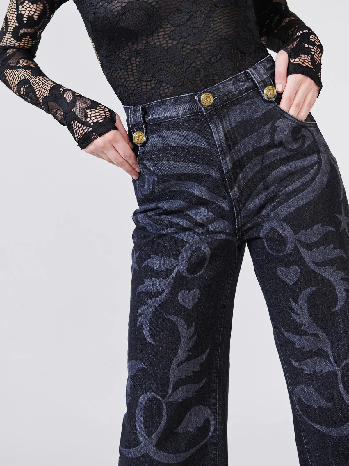 Belle Starr Laser Print Wide Jeans - LIMITED EDITION